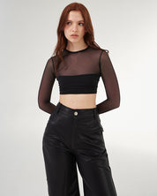 BLACK MESH TOP